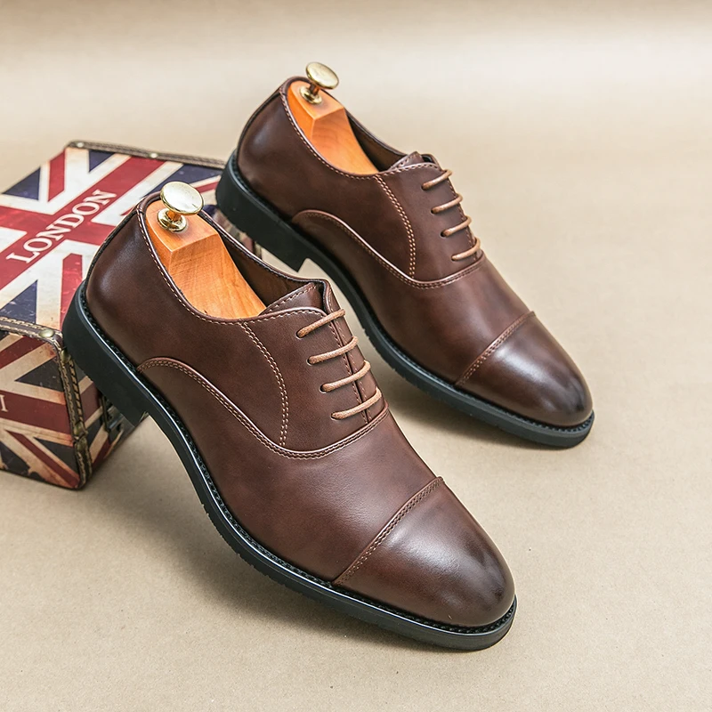 Fashion Luxury Business Formal Leather Shoes Men Prom Dress Wedding Shoes Black Classic Oxford Pointed Gentleman Office