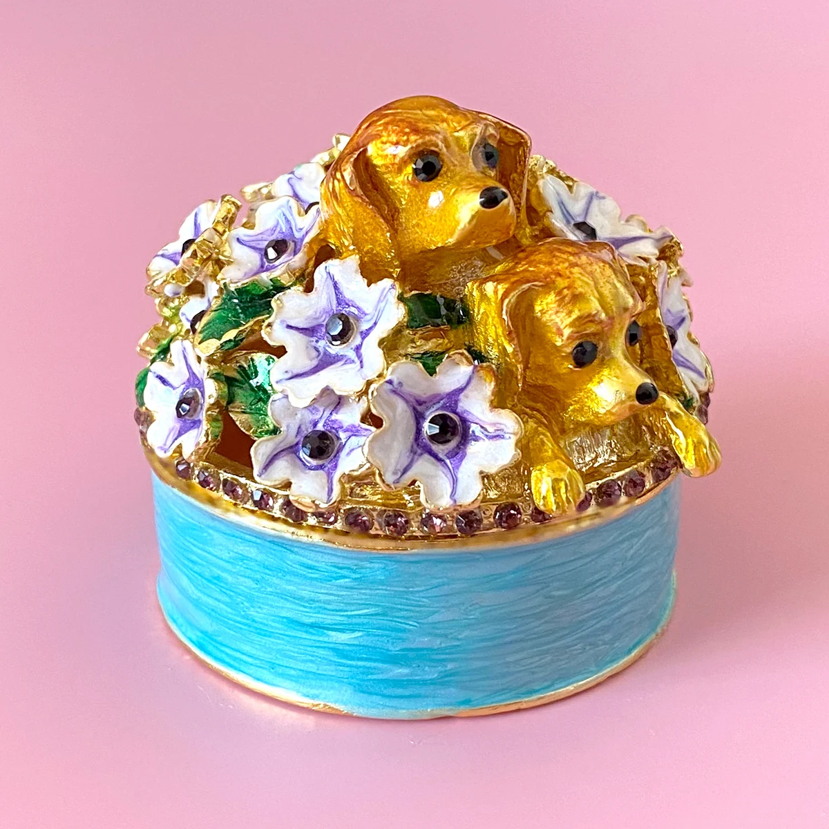 12 Styles Jewelry Trinket Box Hinged Metal Enameled Figurines Hand Painted Storage Case Wedding Ring Holder Home Dresser Decor