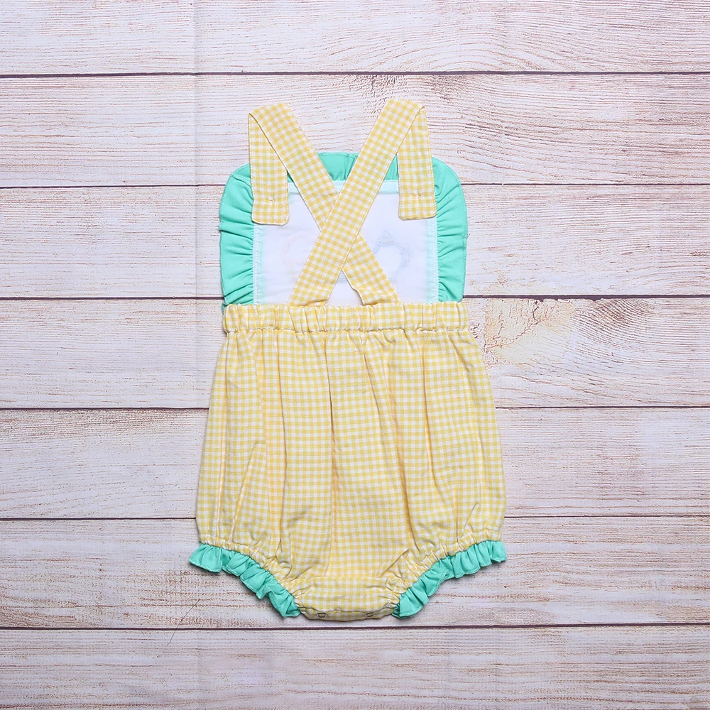 Mini One-Piece Cotton Clothes For Summer New Style Cute Tea Set  Embroidery Rompers Pretty  Sleeveless Jumpsuit  For 0-3T Girl Baby Bodysuits Fur