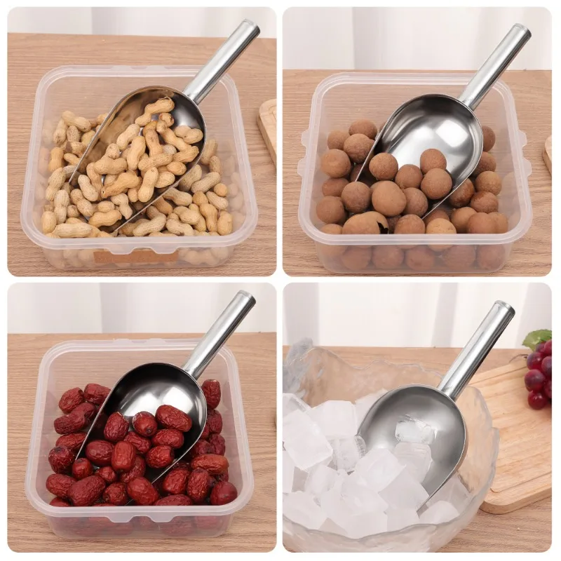 Ice Cube Scoop Stainless-Steel Bar Kitchen Spice Candy Flour Nut Scoop Spoon Dry Goods Shovel Party Kitchen Accessories