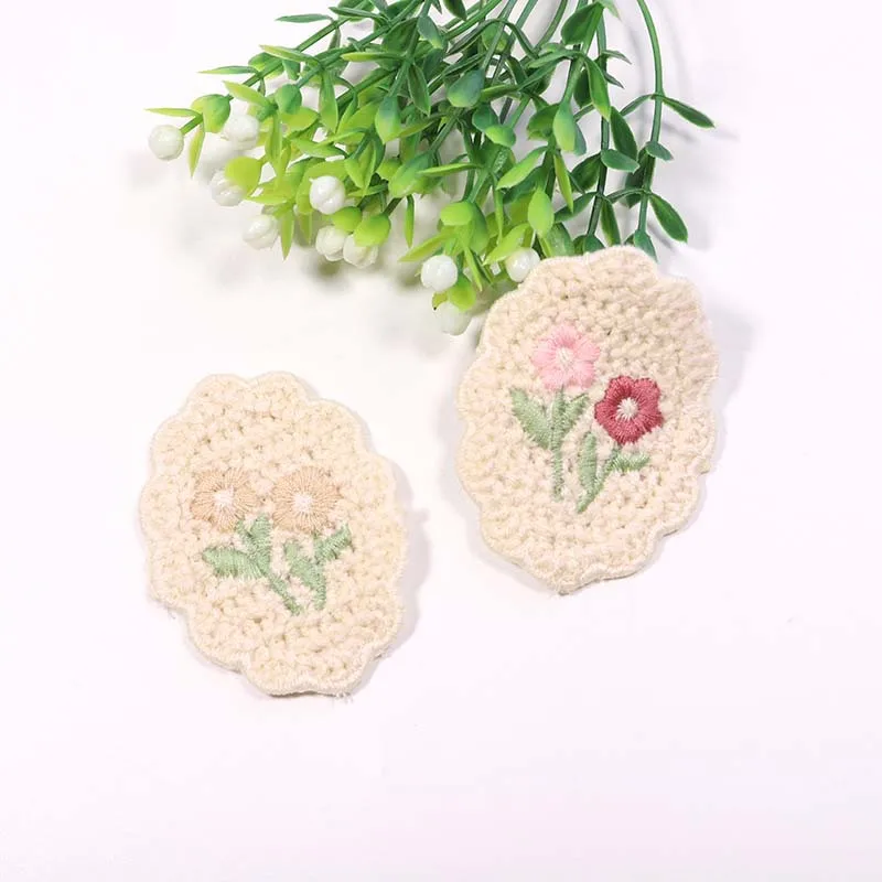 5PCS Small Cute Oval Cloth Patch costume bag shop material DIY Embroidered Children's Hair Accessories Sticker Decoration