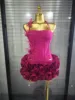 Rouge noir femmes Sexy licou pleine fleurs 2 pièces moulante Mini robe de pansement célébrer discothèque fête d'anniversaire tenue