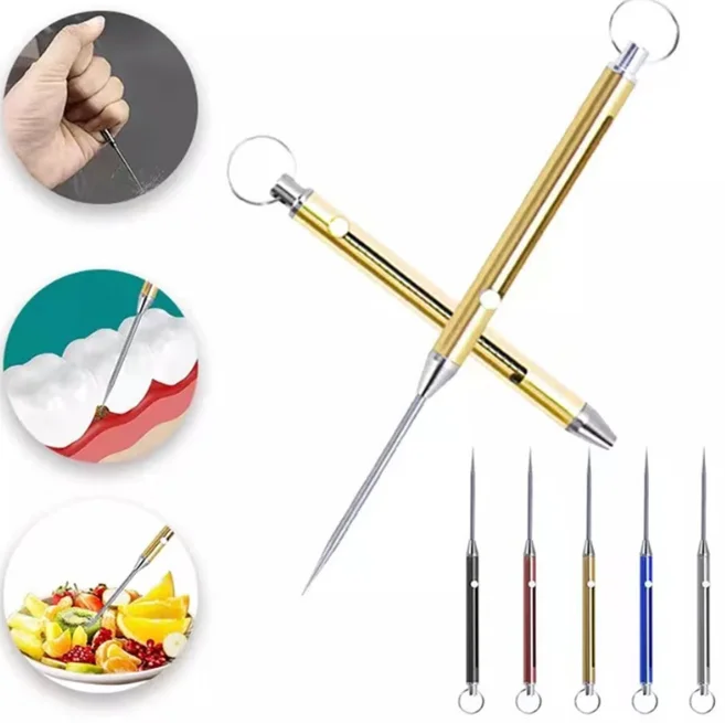 

Зубочистка из титанового сплава, портативный инструмент для чистки зубов, выдвижной, для фруктов