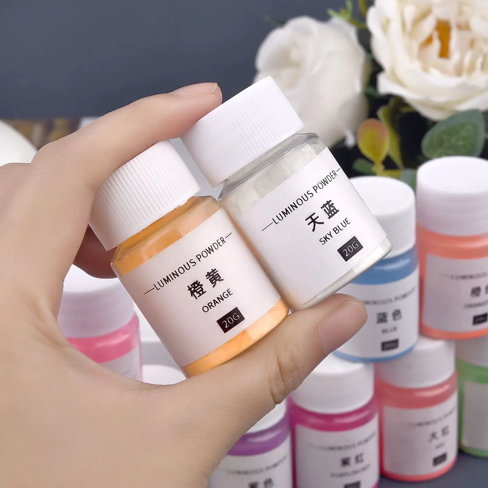 Soy Candle Wax Pigment Candle Dyes Kit Candle Dyes Pigment 20g Long Lasting Candle Luminous Powder Non-Toxic Luminous Fluorescent Pigments DIY Glitter Candle Nail Dye Making Material