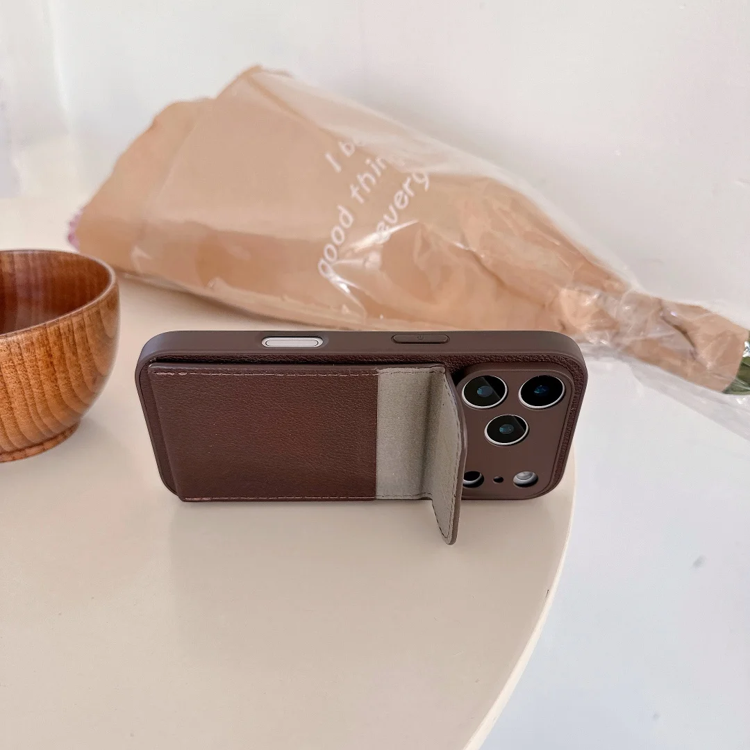 Elegant Luxury Leather Card Holder Wallet Case with Camera Lens Protection Cover
