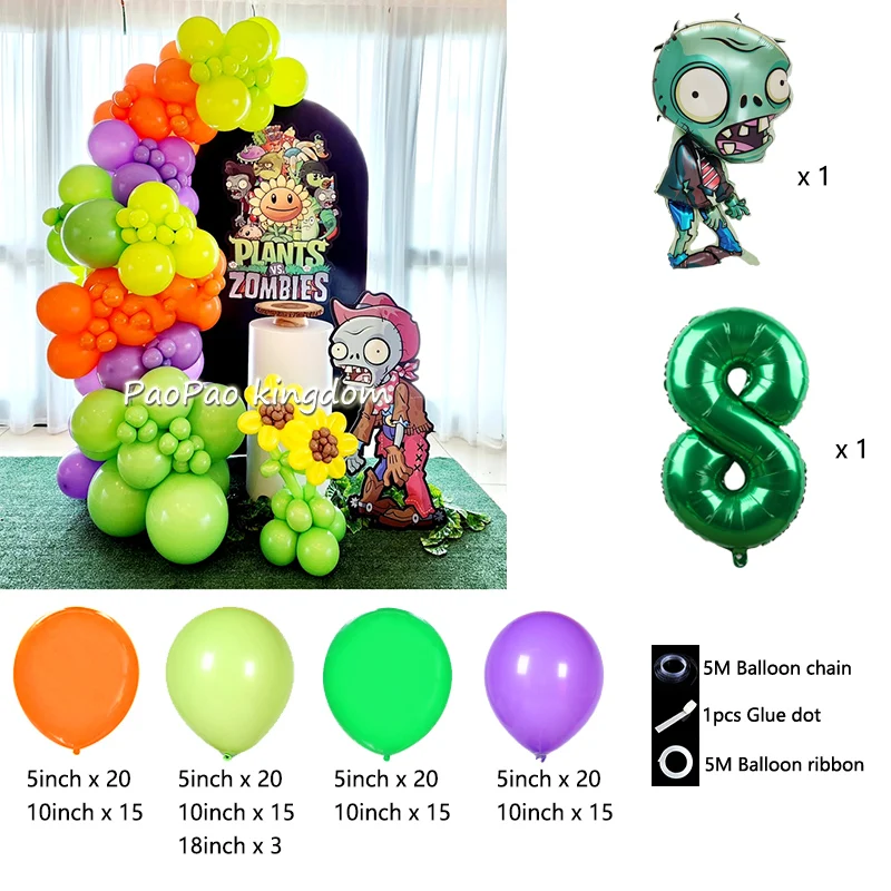Plants Vs Zombies Balloon Arch Kit - Kids Party & Room Decoration Set