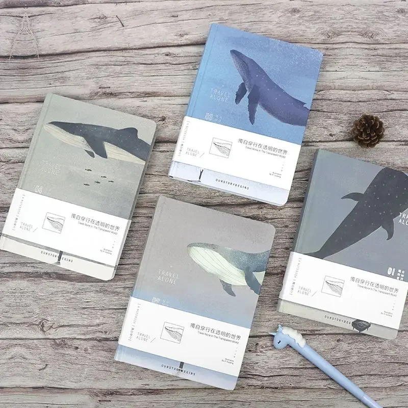 

A5 Kawaii Whale Diary Personalized Creative Color Page Illustration Cute Notebook Student Manual Ledger Notepad Notebooks