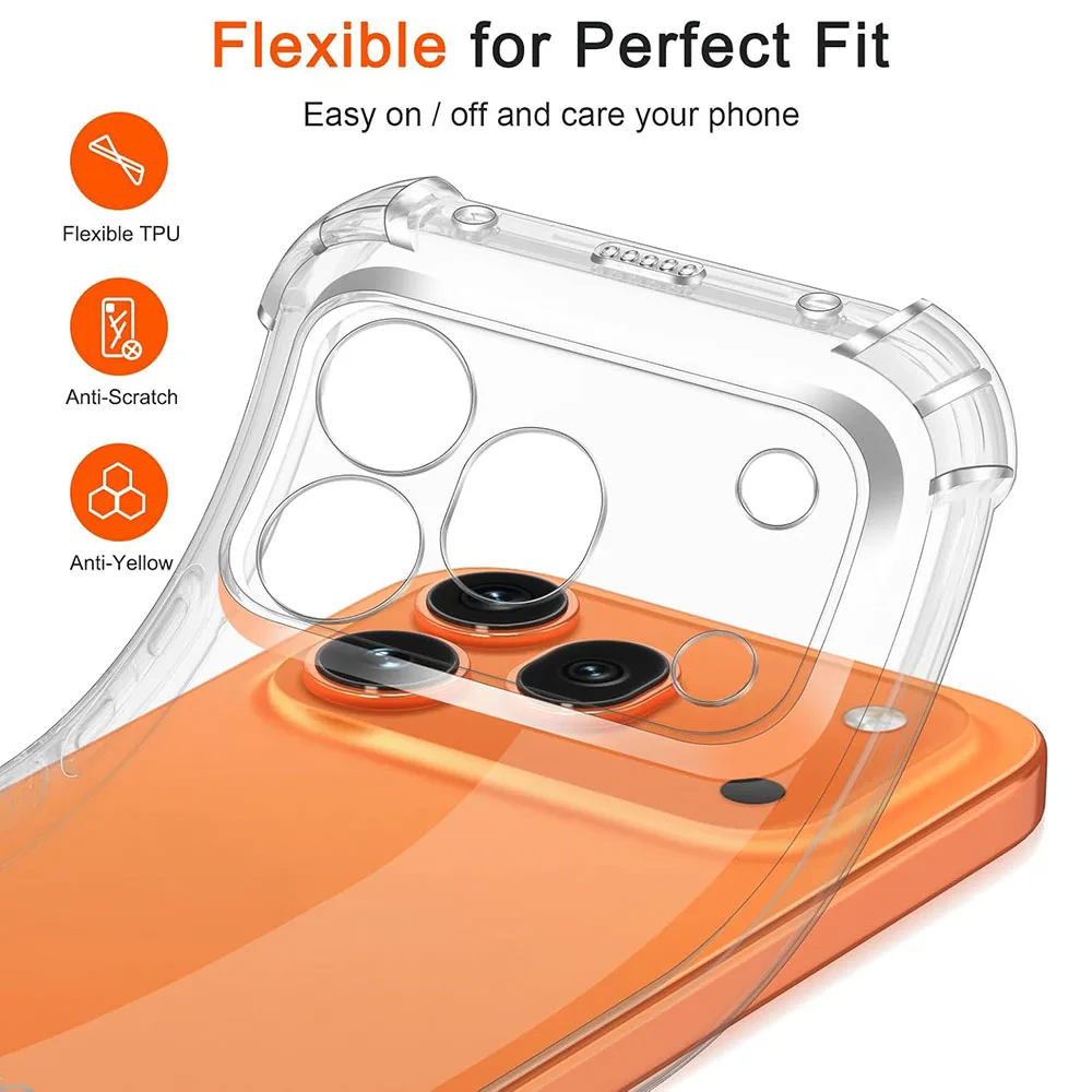 Shockproof Transparent Soft Silicone Case - Ultra Thin Clear TPU Back Cover