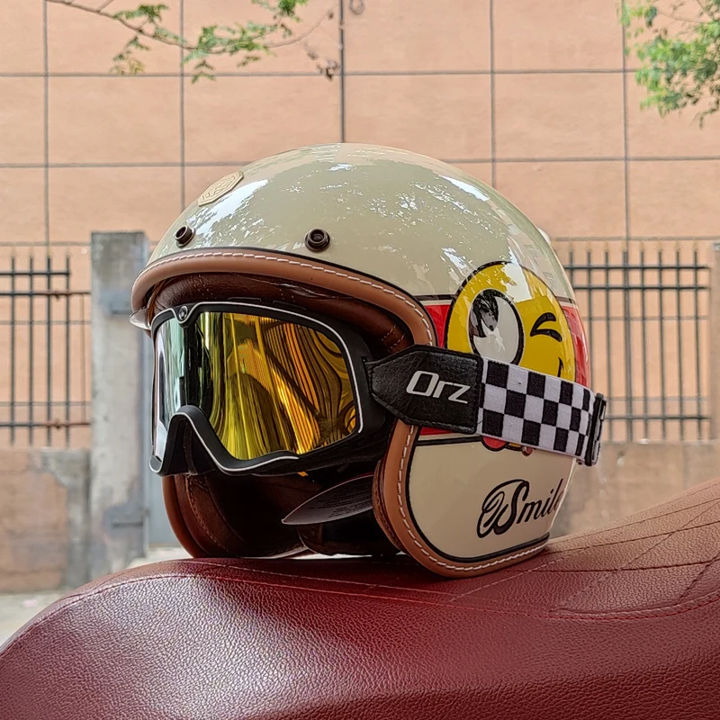 Casco Vespa De Motocicleta De Cara Abierta, Casco Clsico Re