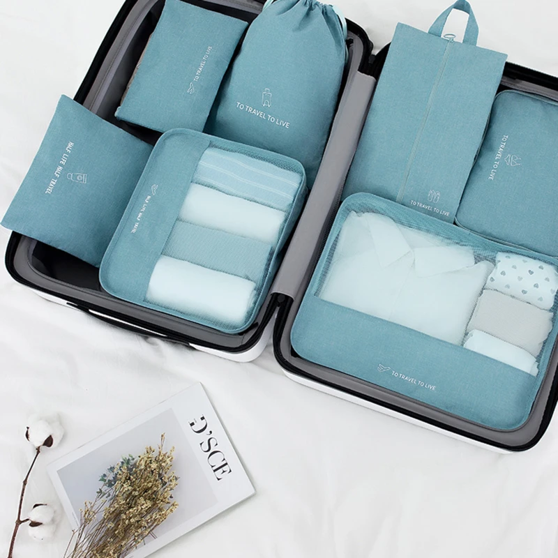 

7Pcs/Set Waterproof Storage Bags Travel Bags Clothes Luggage Organizer Quilt Blanket Storage Bag Suitcase Pouch Packing Cube Bag