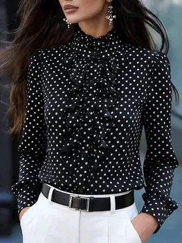 Temperament Loose Woman Shirt Fashion Casual Blouse Elegant Long Sleeve Woman Shirt Holiday Weekend Top 1