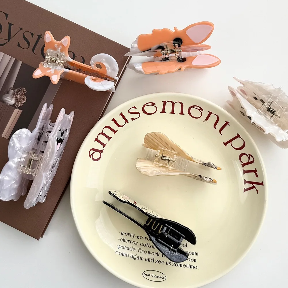 Stylish Handmade Acetate Dog Claw Hair Clips - Unique Summer Family Fashion Accessory