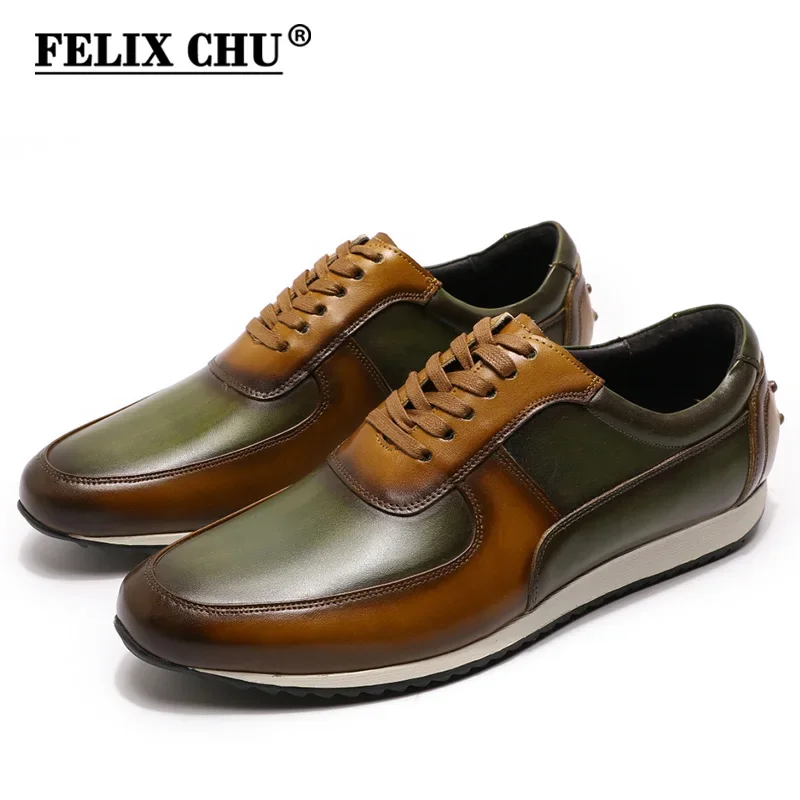 Mens Big Size 5-15 Casual Shoes Genuine Leather Hand Painted
