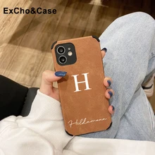 

Personalised Custom Name Soft leather Korean style ins Phone Case for iPhone 13 12 11 Pro Max 7 8 Plus SE Cover funda iphone 11