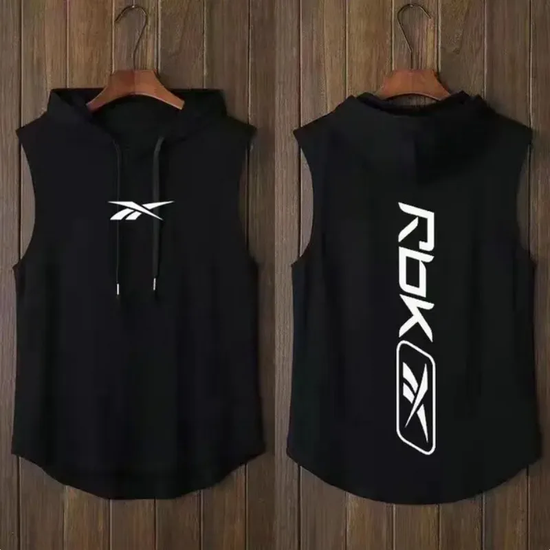 

Men's hooded vest gym workout hoodie sleeveless