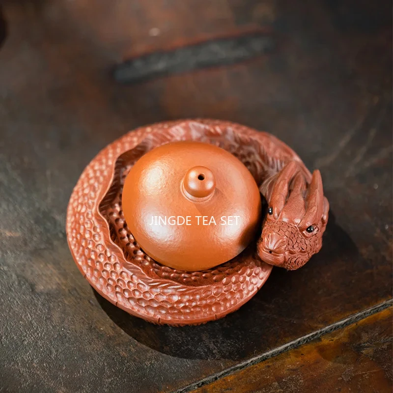 Yixing Purple Clay Tea Pet Boutique Zodiac Dragon Statue Ornaments Handmade Sculpture Tea Figurine Art Chinese Tea Set Decors