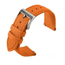Breathable Woven Nylon Canvas Watch Strap - Quick Release Sport Band - 22mm (Orange)