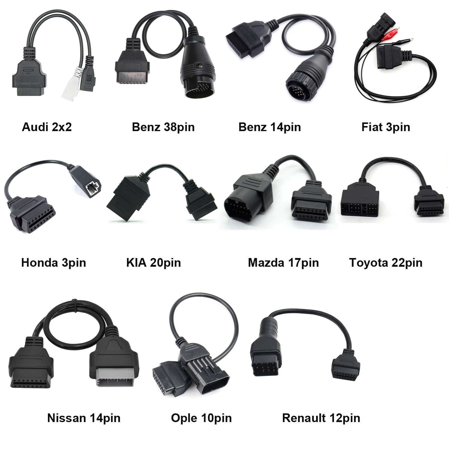 

Автомобильный интерфейс OBD2 для KIA 20Pin для Nissan 14Pin для Opel 10Pin для BENZ 38Pin для BMW 20Pin для Volvo 8Pin для Audi 2x2