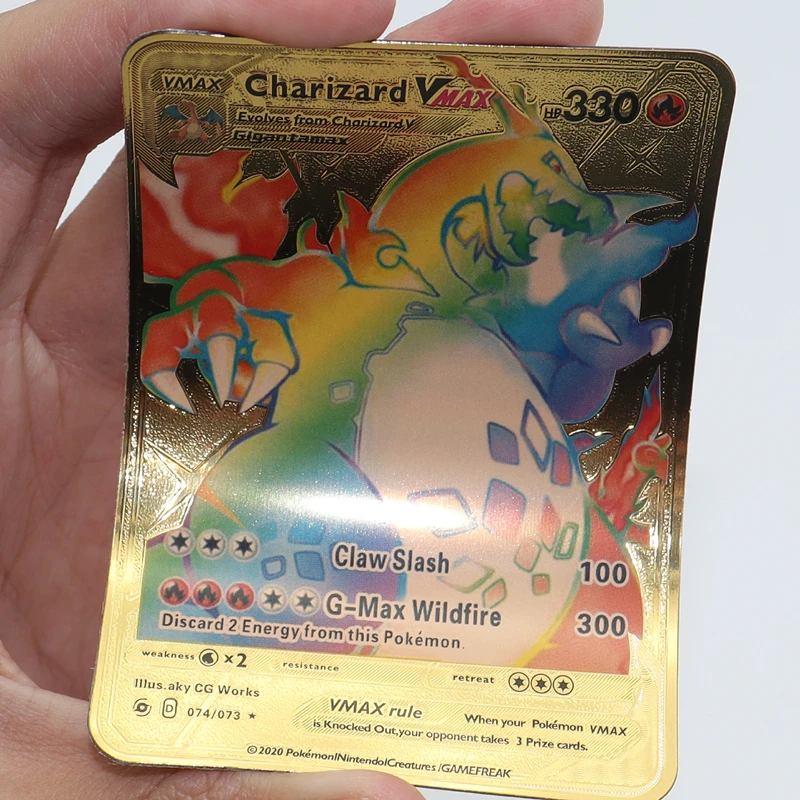 Cartas de Pokémon Gold Vmax GX Energy, Charizard, Pikachu