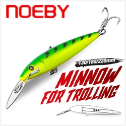 NOEBY – leurre méné rigide de type Wobbler pour la pêche à la traine, appât artificiel idéal pour le bar ou l'eau salée, 130mm/32.5g, 185mm/60g, 225mm/76g 