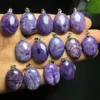 Unit One Piece 925 Silver Buckle With Cost Effecive Natural Charoite Crystal Healing Oval Shape Pendant 3