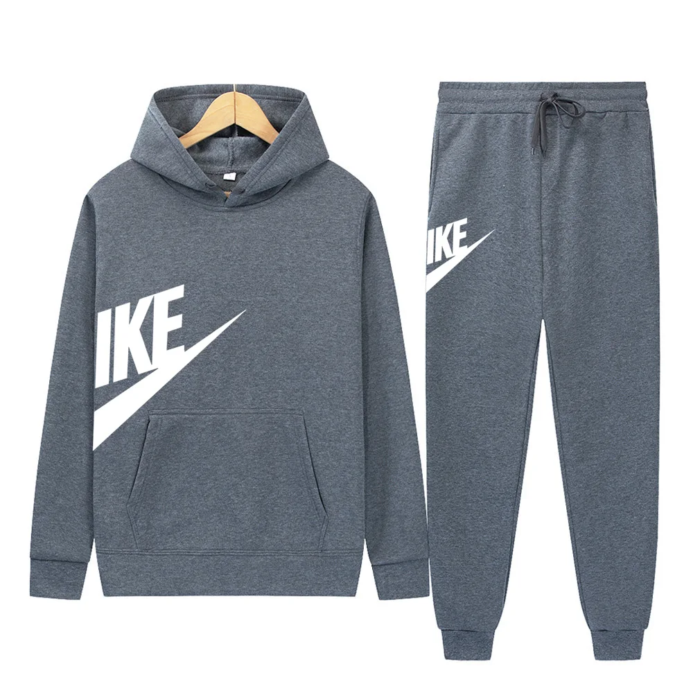 Classic brand sportswear men's set, long sleeved pullover and jogging pants, 2-piece set, fitness running suit, sportswear, Mal