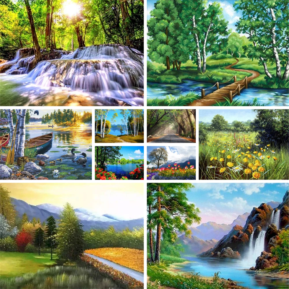 

Landscape Tree DIY Painting By Numbers Package Oil Paints 50*70 Paiting By Numbers Handmade Crafts For Adults Wholesale Wall Art