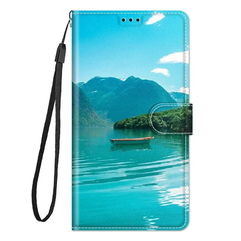 Leather Wallet Phone Case - Magnetic Flip Cover with Stand and Artistic Design