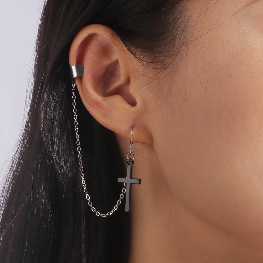 Aihua 1 Stück Mode Punk Kreuz Clip Ohrring für Teenager Frauen Männer Ohr Manschetten Zink-legierung Coole Schmuck Vintage Retro Metall ohrringe – Detail 9