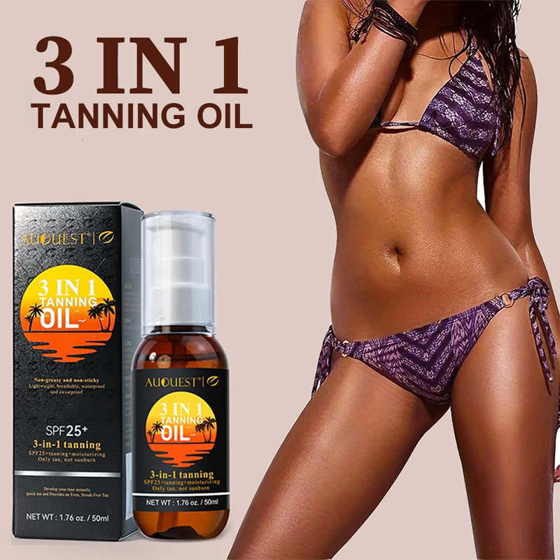 AUQUEST 3 In 1 Tanning Oil Bronze Beauty Enhancing Lotion Beach Bronzer Nourishing Body Skin Care