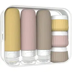 6 - Pack TSA - Approved Travel Bottle Set: Leak - Proof Silicone Containers & Cream Jars (Apricot)