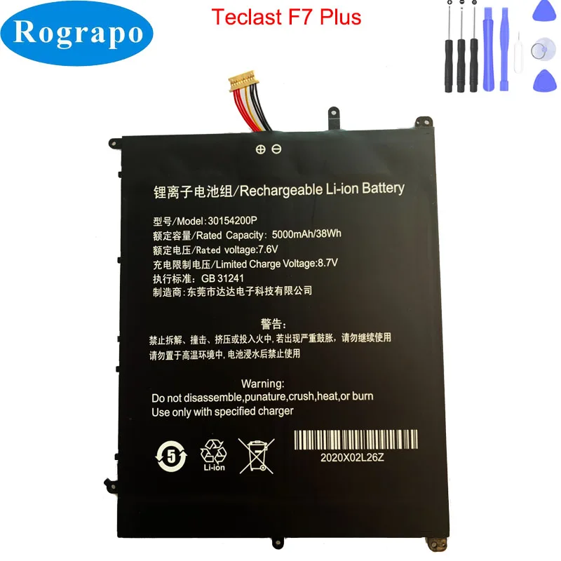 Batteria Sostitutiva Per Tablet Portatile Originale Da 7.6V 5000Mah Per Accumulatore Per Notebook Teclast F7 Plus F7Plus