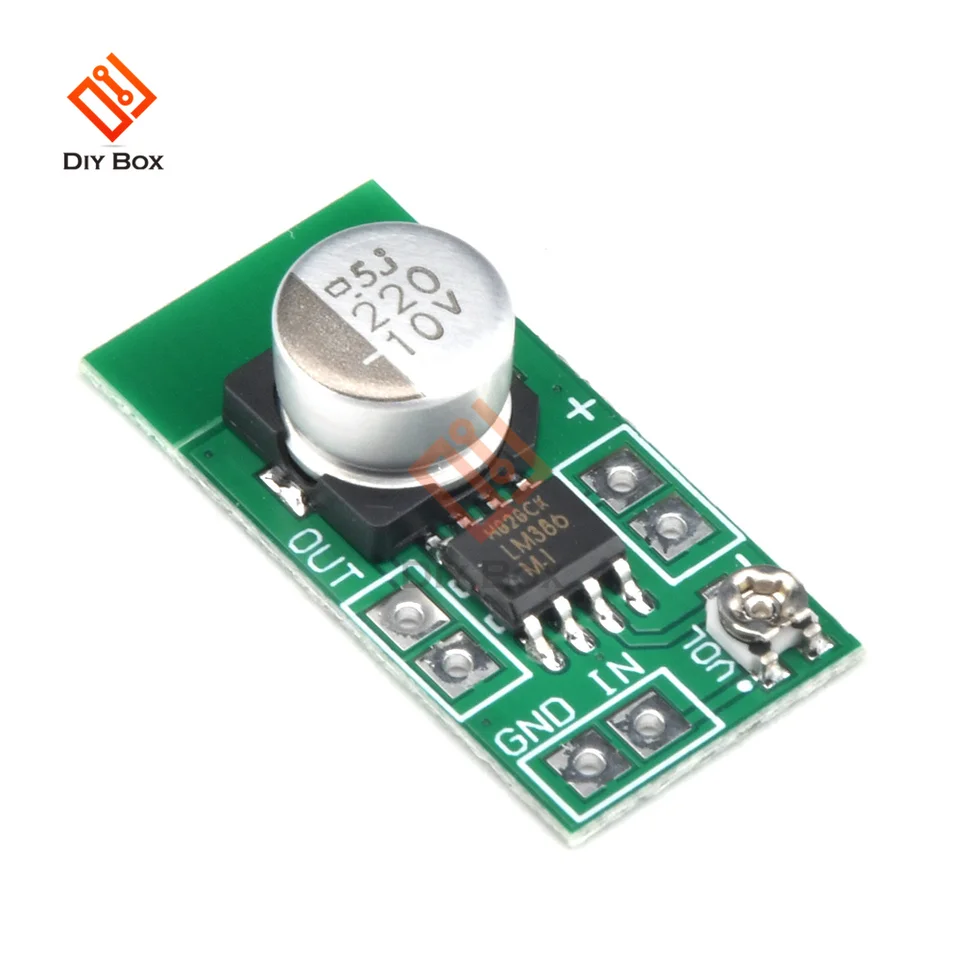 5 Moduli Amplificatore Mini LM386 - Scheda 0,5W-10W DC 3V-12V Per Altoparlante 8Ω - 3