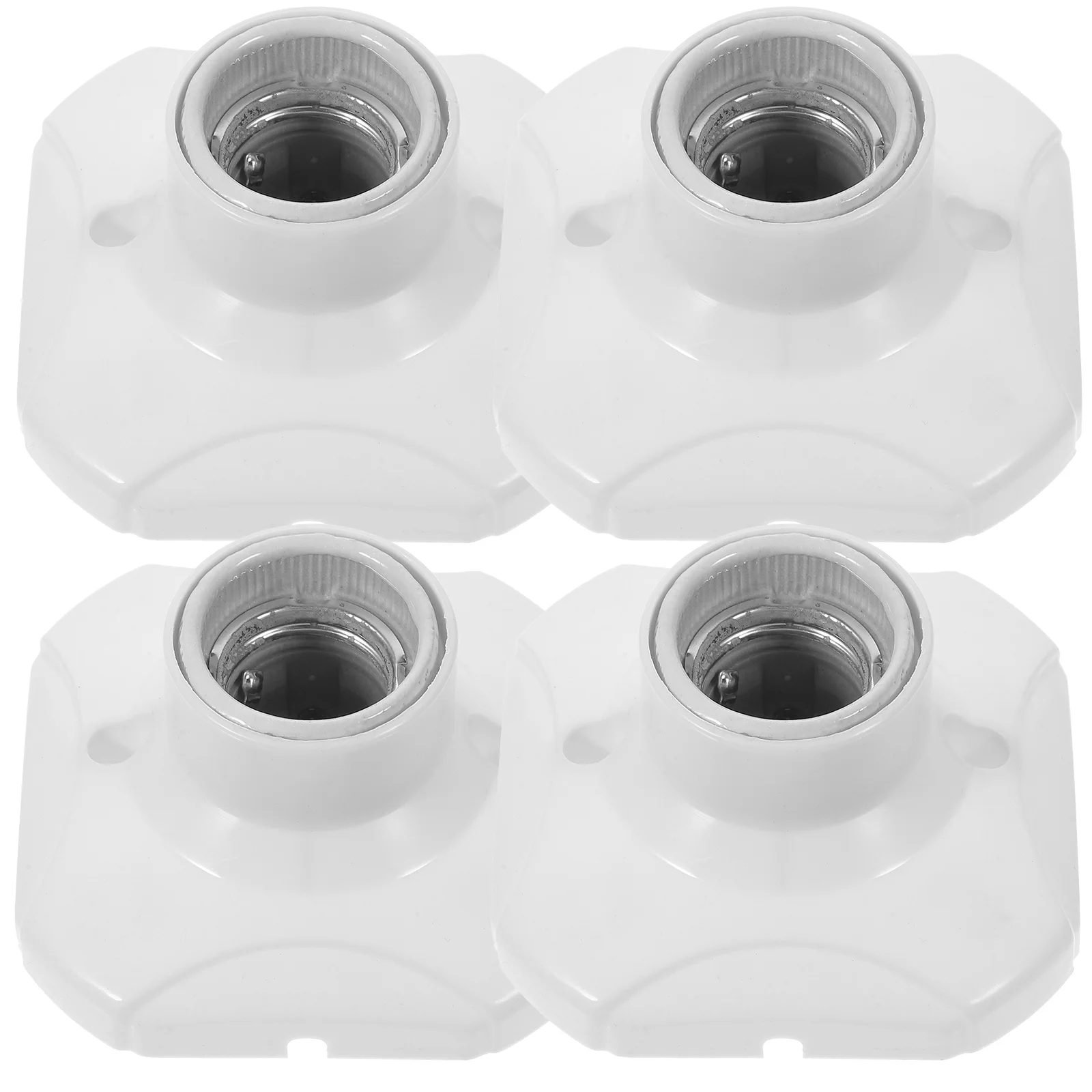 

4 Pcs Flame Retardant Light Base Flat Bottom Lamp Holder E27 Bulb Holders Thread