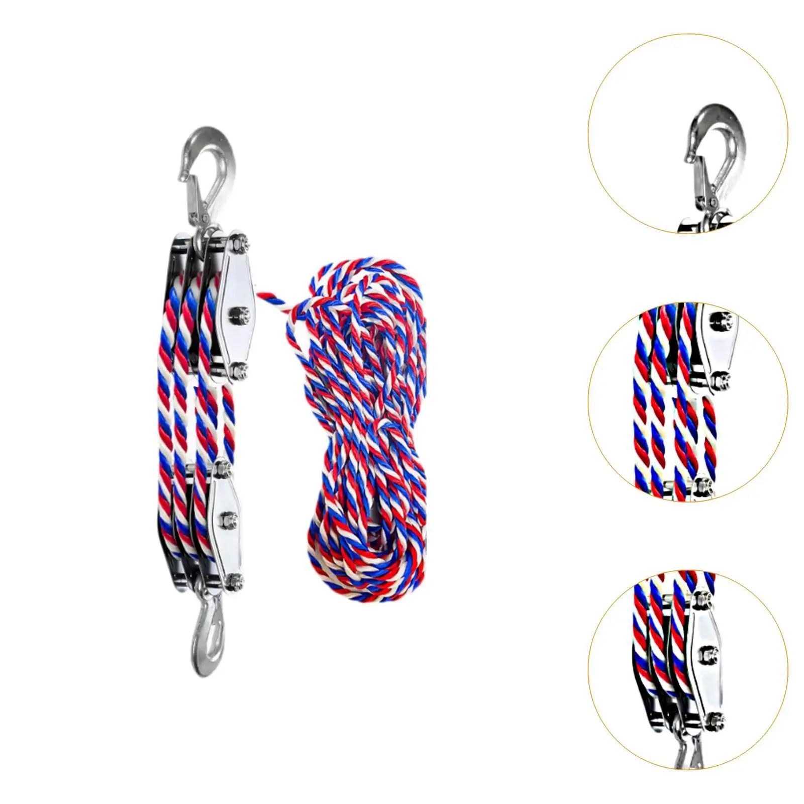 Block and Tackle Pulley System with 15 M Rope 1100lbs Rope Hoist Pulley System for Warehouse Lifting Objects Utility Accessories