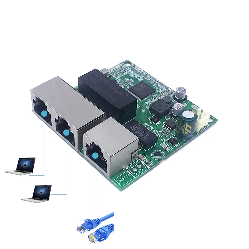 3 포트 기가비트 스위치 모듈, LED 라인 3 포트, 10 포트, 100 포트, 1000 포트, 미니 스위치 모듈, PCBA