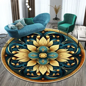 European Flower Round Rug 1