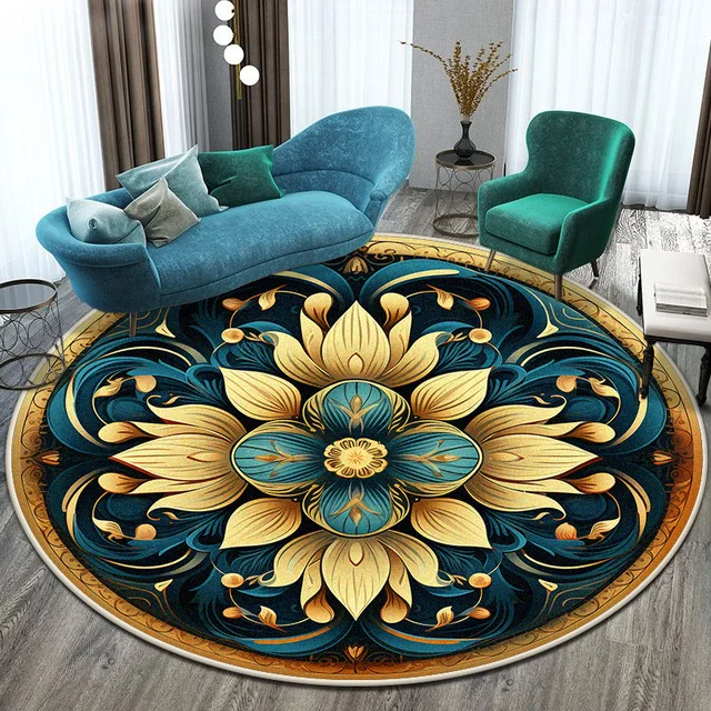 European Flower Round Rug 1