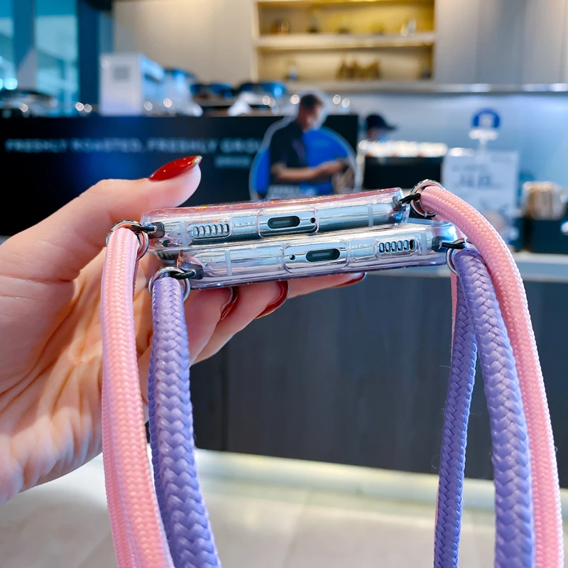 Glitter Crossbody Lanyard Strap Necklace Phone Case