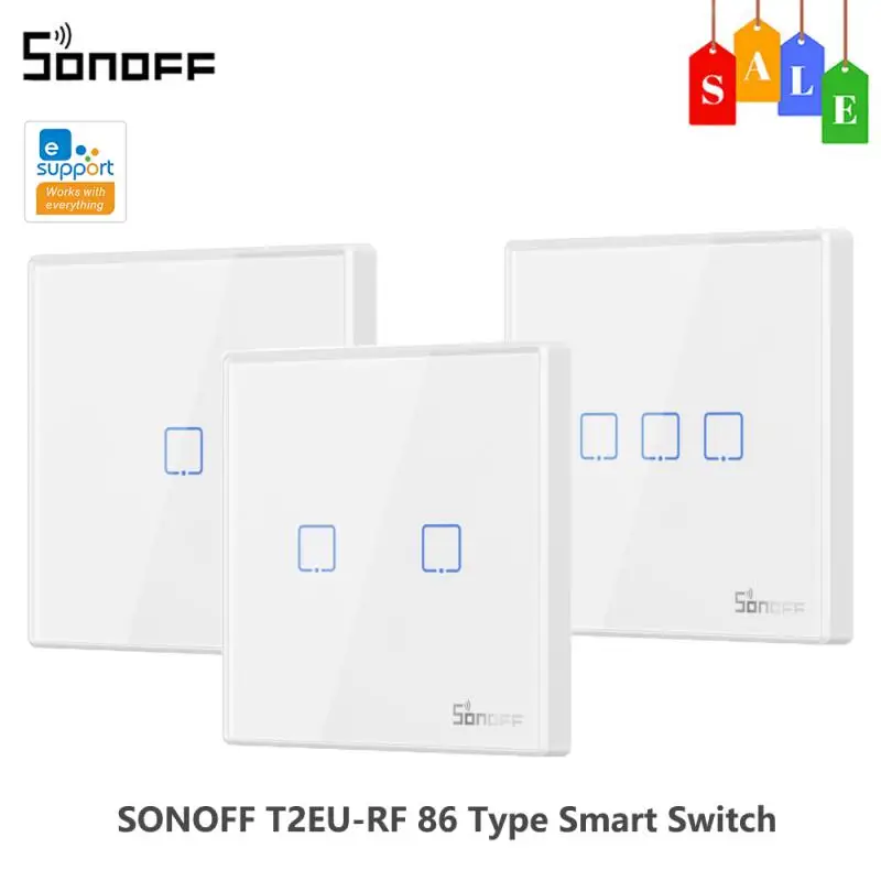 

Смарт-выключатель SONOFF T2EU-RF 86, 433 МГц, РЧ, 1-3 клавиши