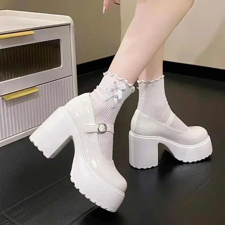 Vielseitige Damenschuhe mit dicken Absätzen, modische Schnallenpumps, Mary Jane-Schuhe, Damen, weißer Lolita-Schuh, Retro-Lederschuhe, Mujer – Detail 3