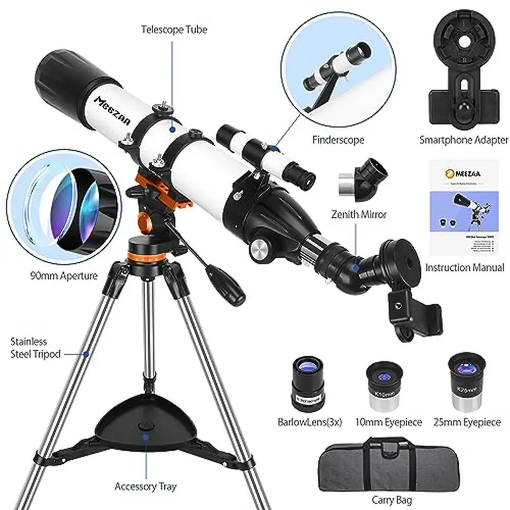 thumbnail image 2 of NACATIN Telescope - 70mm Aperture Refractor Telescope 300mm Focal Length With 15x-150x Magnification For Astronomy Beginners 2 of 11