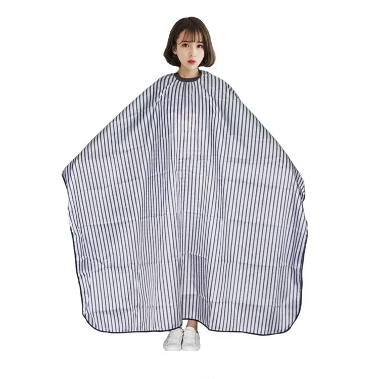 Haircut Cape Hairdressing Cape Hair Salon Cloth Adjustable Black and White Stripe Haircut Hairdressing Barber Cloth Waterproof Gown Hair Cutting/Barbers Cape