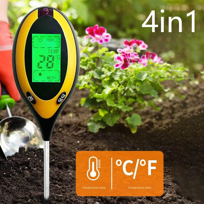 Soil PH Tester 4 in 1 PH Light Moisture Acidity Tester Soil Moisture Meter Plant Kit for Flowers soil tester
