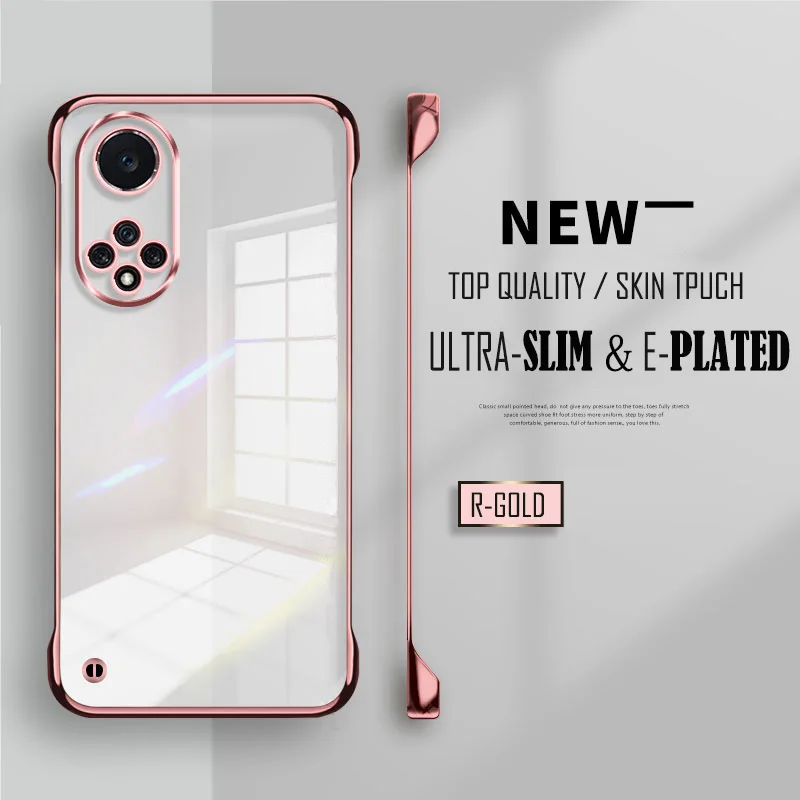 Luxury Plating Transparent Frameless Ultra Thin Case with Clear Hard Lens Protection