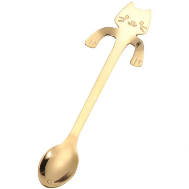 

304 Stainless Steel Spoon Cartoon Cute Cat Stirring Spoon Creative Portable and Hanging Cup Dessert Coffee Spoon