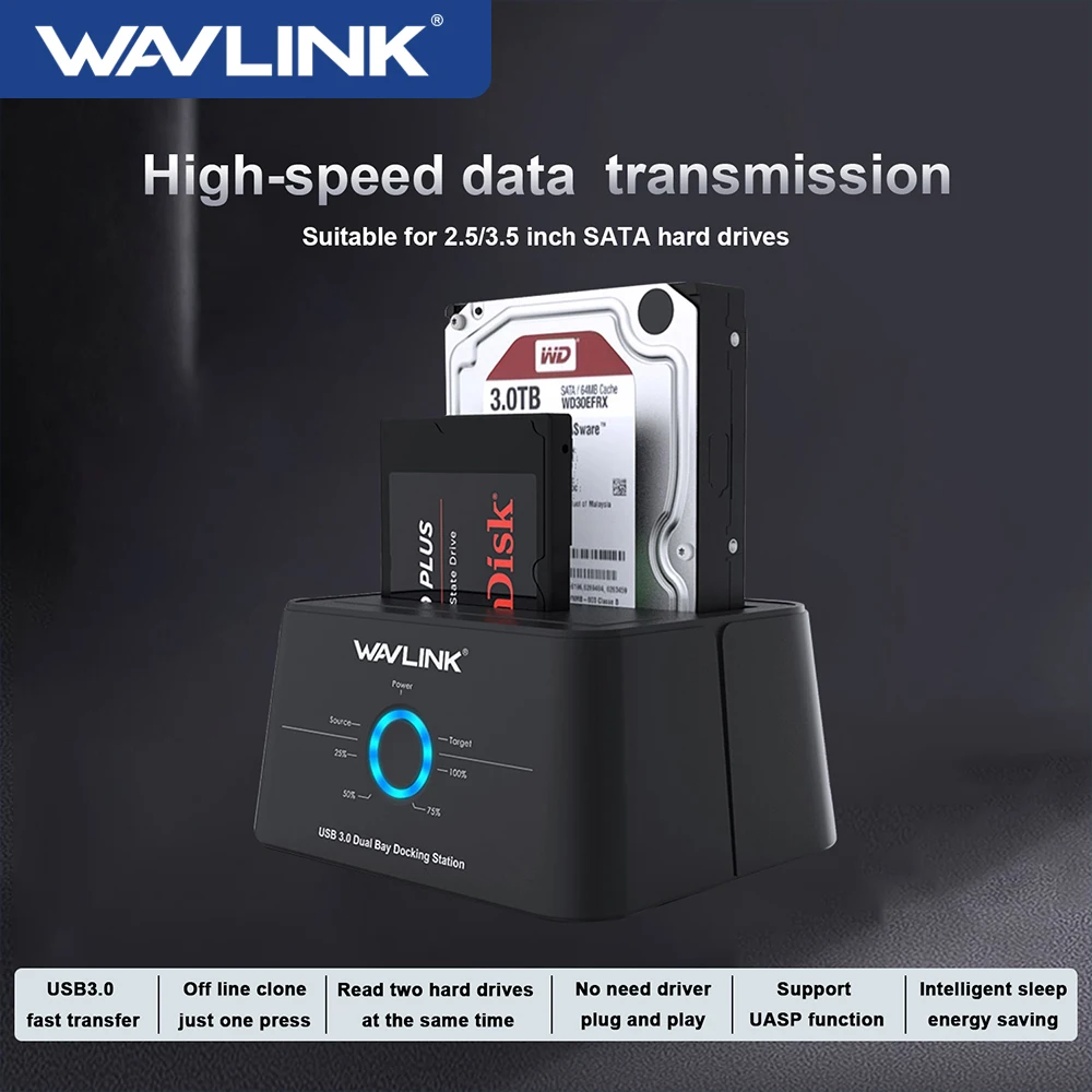 Wavlink HDD Docking Station Sata Hard Drive Enclosure SATA to USB 3.0 Adapter UASP For 2.5 3.5 SSD Disk Case HD Box Dock