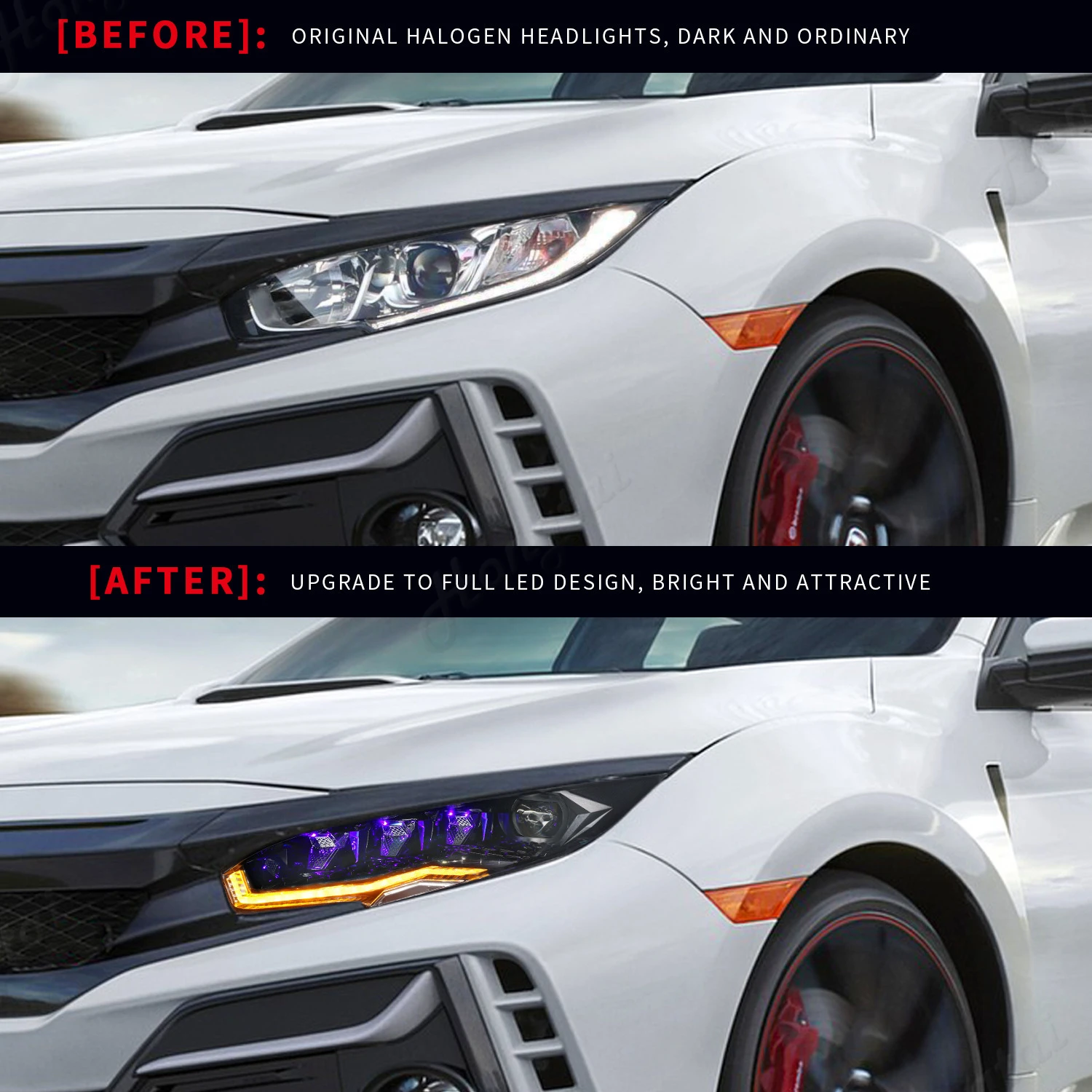 مصابيح ليد تعمل بالنهار مصابيح أمامية ، هوندا سيفيك