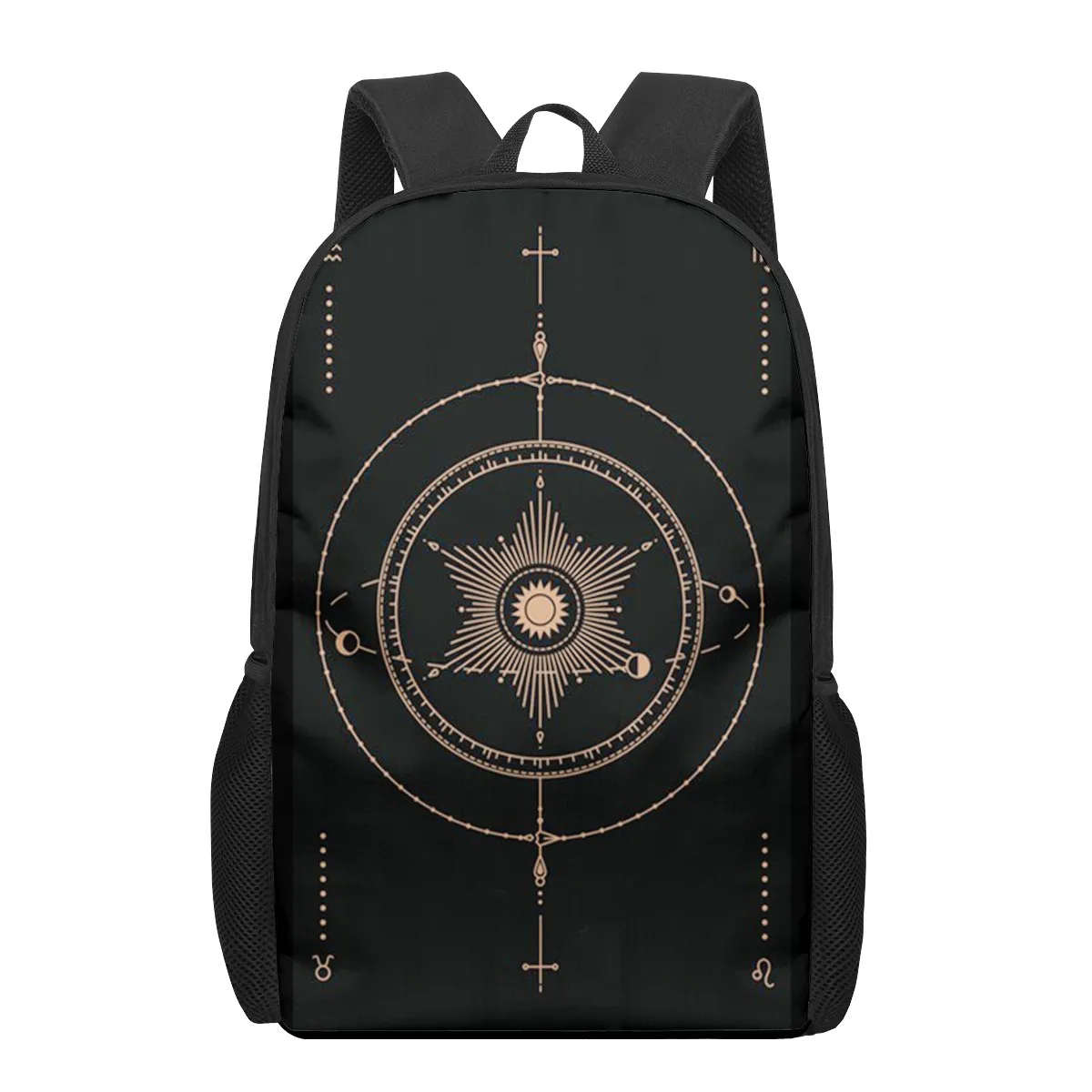 Dark gold art eye sun stars 3D Print Book Bags Back to School Bag Set for Boys Girls Kids Backpack Stylish Elementary Children