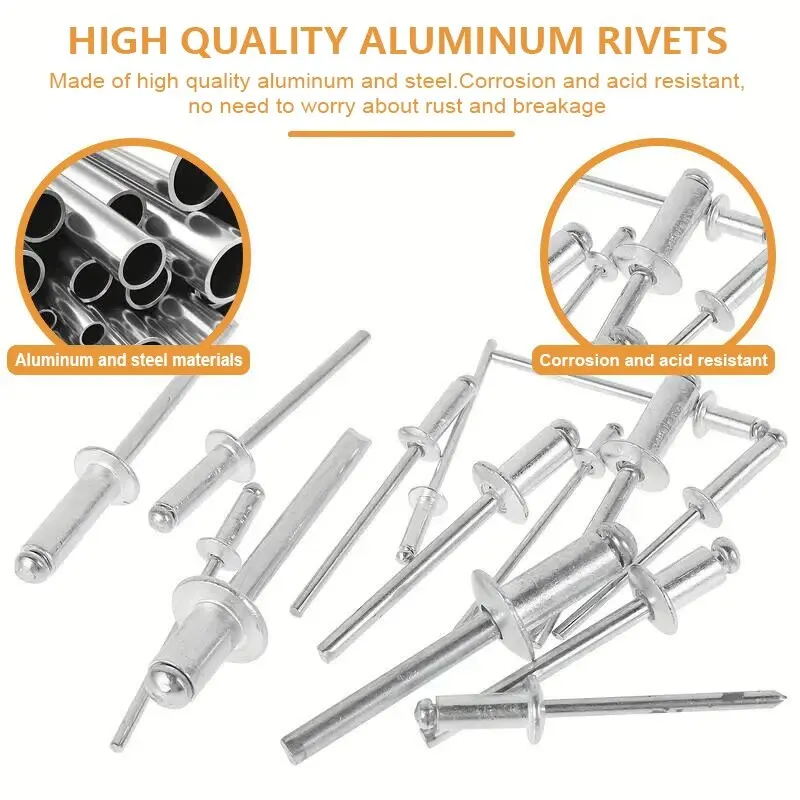 Rivets and fasteners 76Pcs Aluminum Countersunk Head Core-Pulling Rivets 4 Size Combination Sets Home Installation And Maintenance rivets and screws